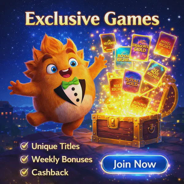Fuzzy Tux discovering exclusive games treasure at One Casino slots adventure