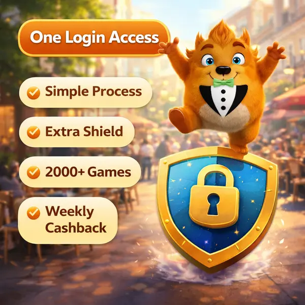 Fuzzy Tux bouncing on secure login shield at One Login Process gaming portal