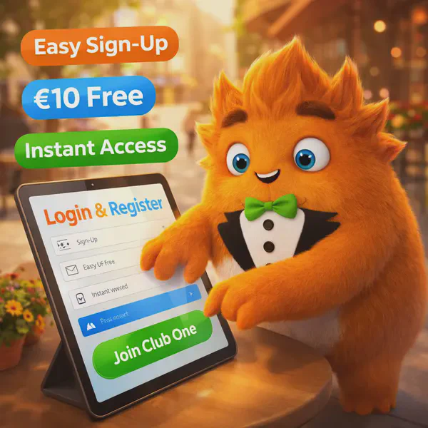 Fuzzy Tux eagerly signing up at Login and Registration Process with fluffy paws on tablet