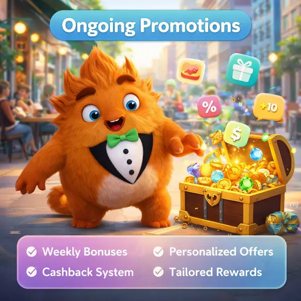 Fuzzy Tux celebrates ongoing promotions and bonus rewards at One Casino treasure chest